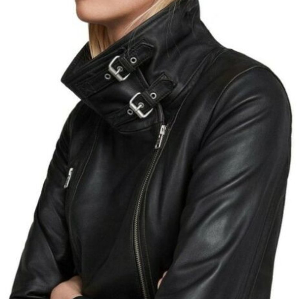 ALL SAINTS BALES BIKER LEATHER JACKET BLACK 2 - Picture 3 of 8